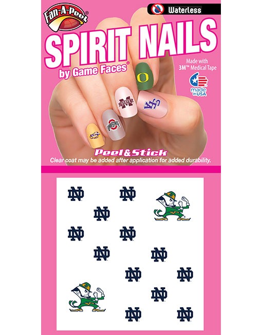 Notre Dame (ND) Fighting Irish - Waterless Peel & Stick Temporary  Fingernail Tattoos - 12 Fingernail Tattoos & 2 Spirit Tattoos - Fanapeel