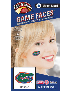 CS-14_Fr - University of Florida (UF) Gators - Water Based Temporary Spirit Tattoos - 4-Piece - Green/Orange/Blue Gator Head Oval