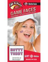 W-CJ-30_Fr - University of Mississippi (Ole Miss) Rebels - Waterless Peel & Stick Temporary Spirit Tattoos - 4-Piece - Red/Navy Blue Hotty Toddy